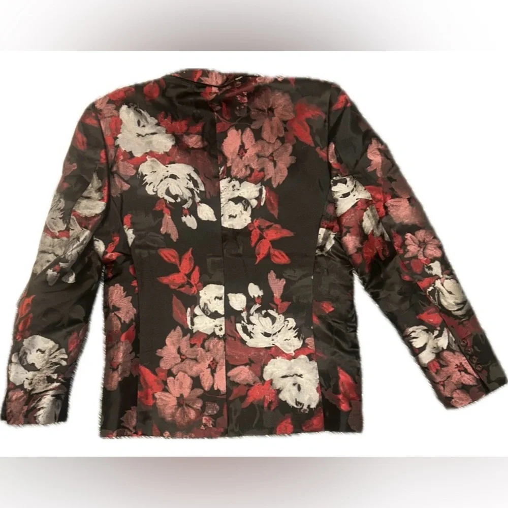 🆕 Cloudstyle Sz S Men’s Red Silver and Black Floral Blazer & Matching Vest - Picture 4 of 8